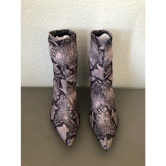 Schutz Python Snake Print Knit Fabric Kitten Heel Sock Booties - 5B - Picture 1 of 7